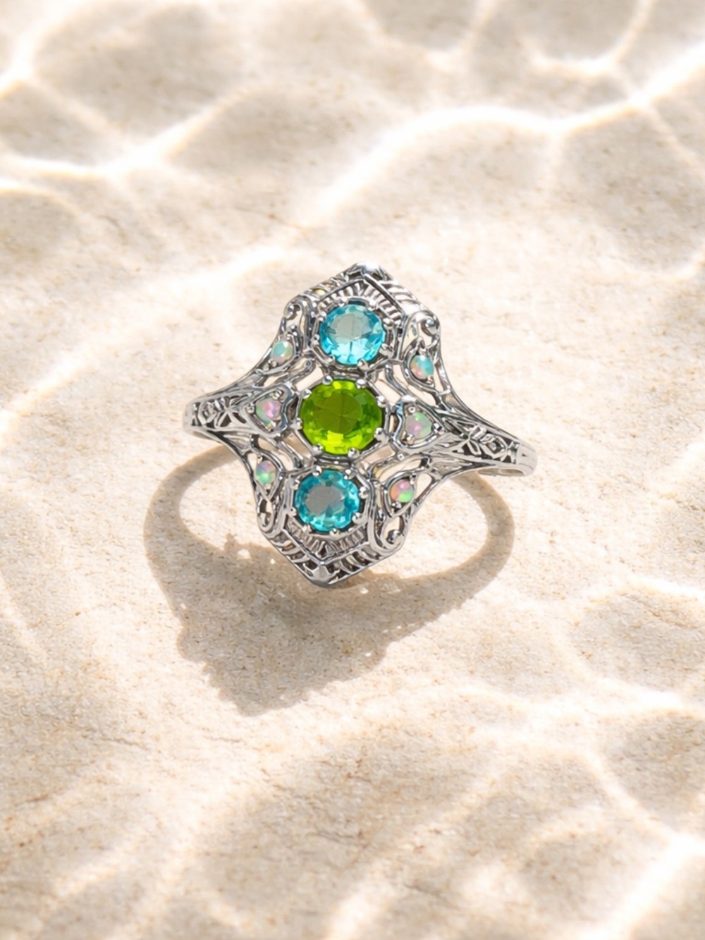 NEW! Peridot, Topaz & Opal Ring - Picture 4 of 12